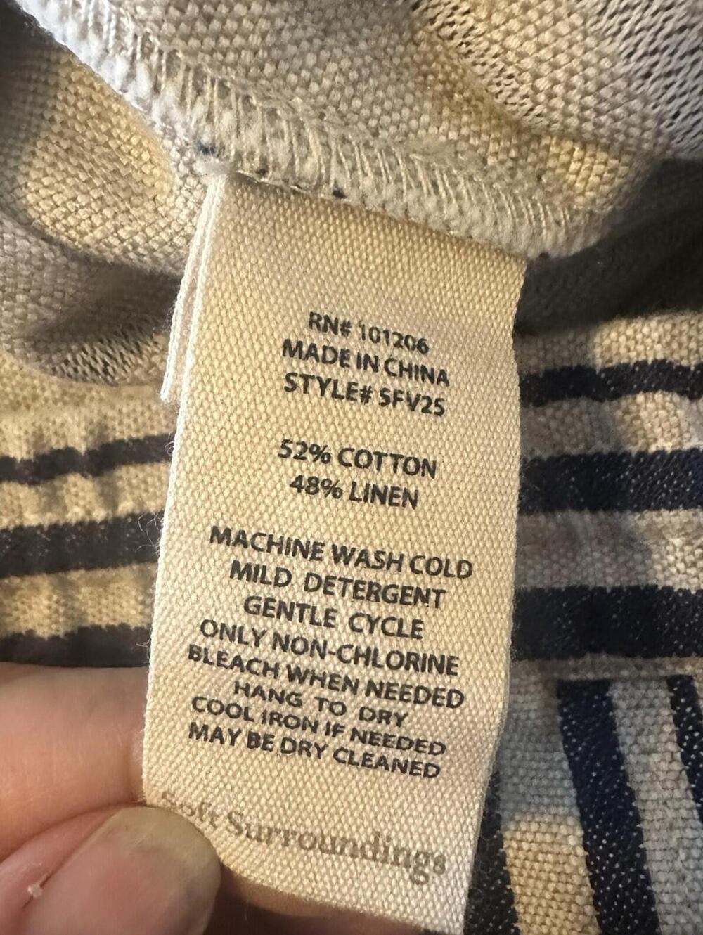 Soft Surroundings Vacation Beach Striped Linen Cotton Pants Cream/navy 1XL NWT - Picture 8 of 14